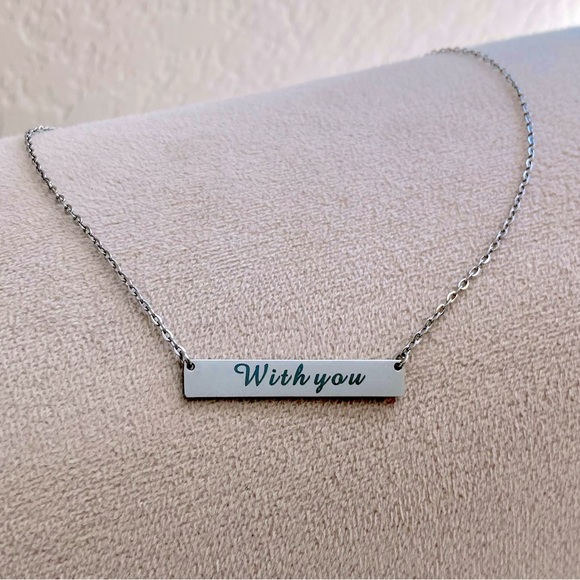 NEW Silver Bar Necklace Stainless Steel Reversible Every day is a gift, with you - Picture 5 of 6